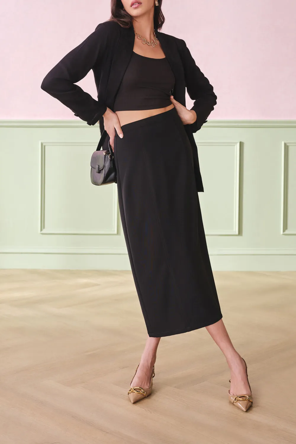 Black Viscose Casual Style Jacket