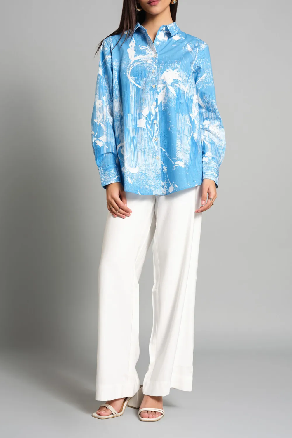 Long Sleeve Casual Style Blue Shirt