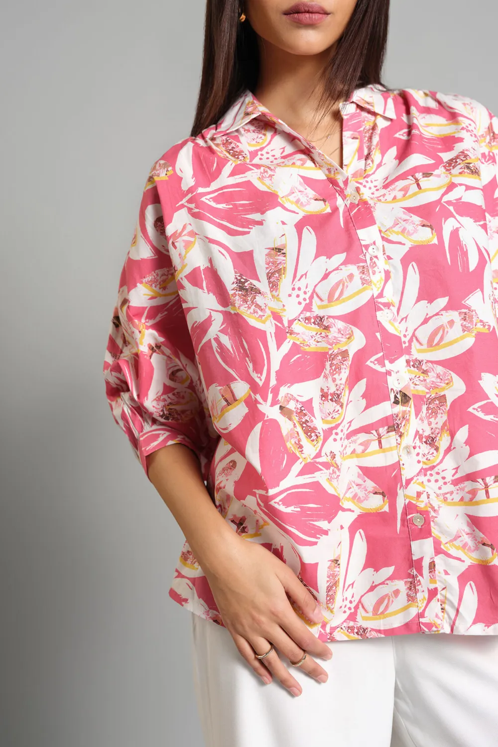 Long Sleeve Casual Style Pink Shirt