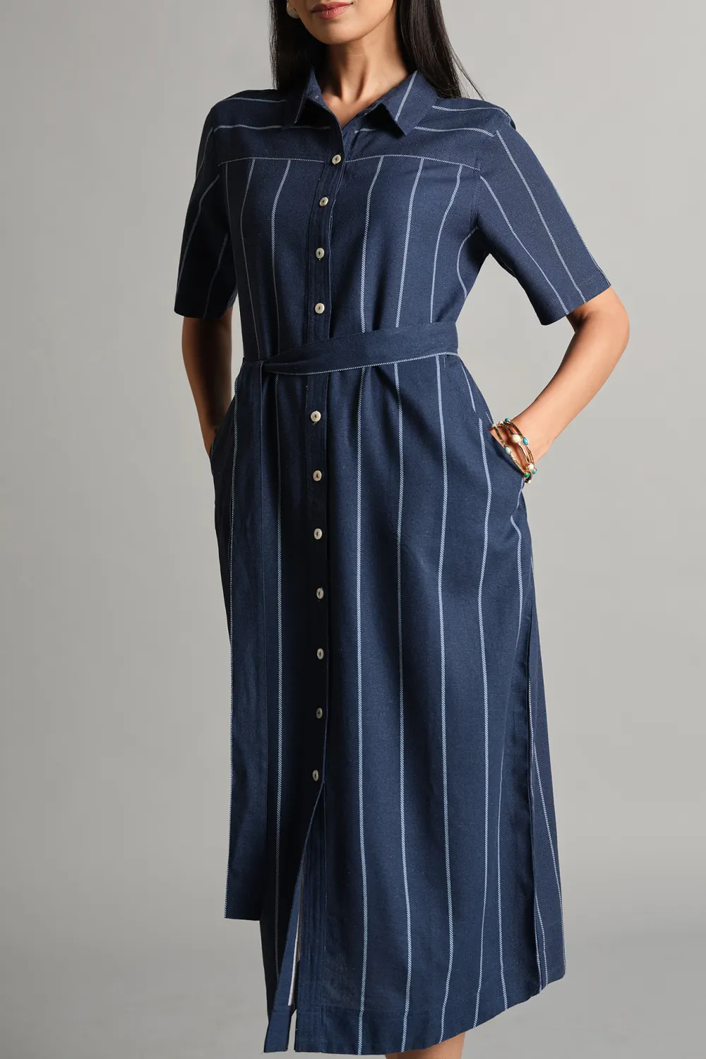 Casual Style blue Striped Dress