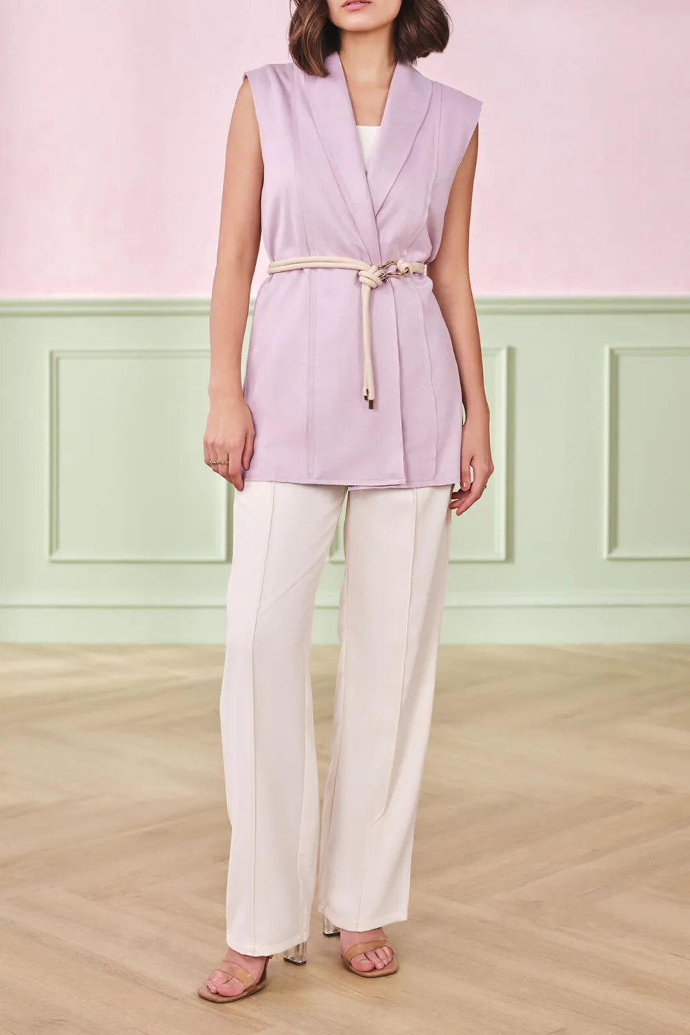 Lilac Sleeveless Casual Style Outerwear