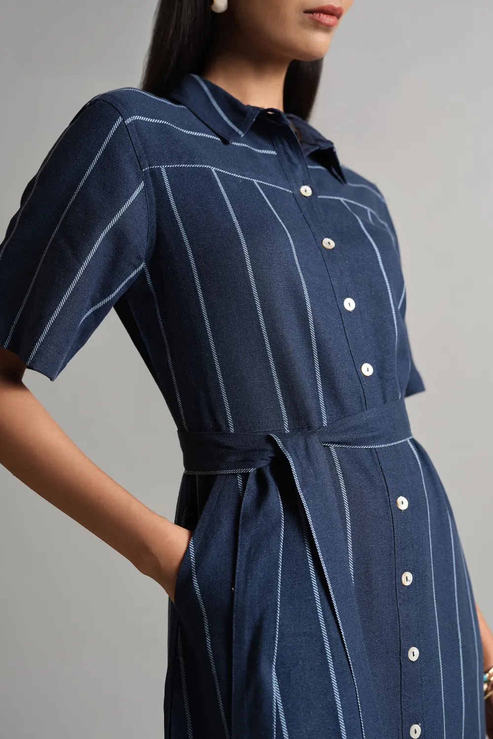 Casual Style blue Striped Dress