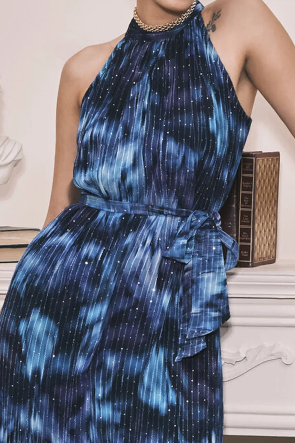 Casual Style Aqua Reflections Georgette Jumpsuit