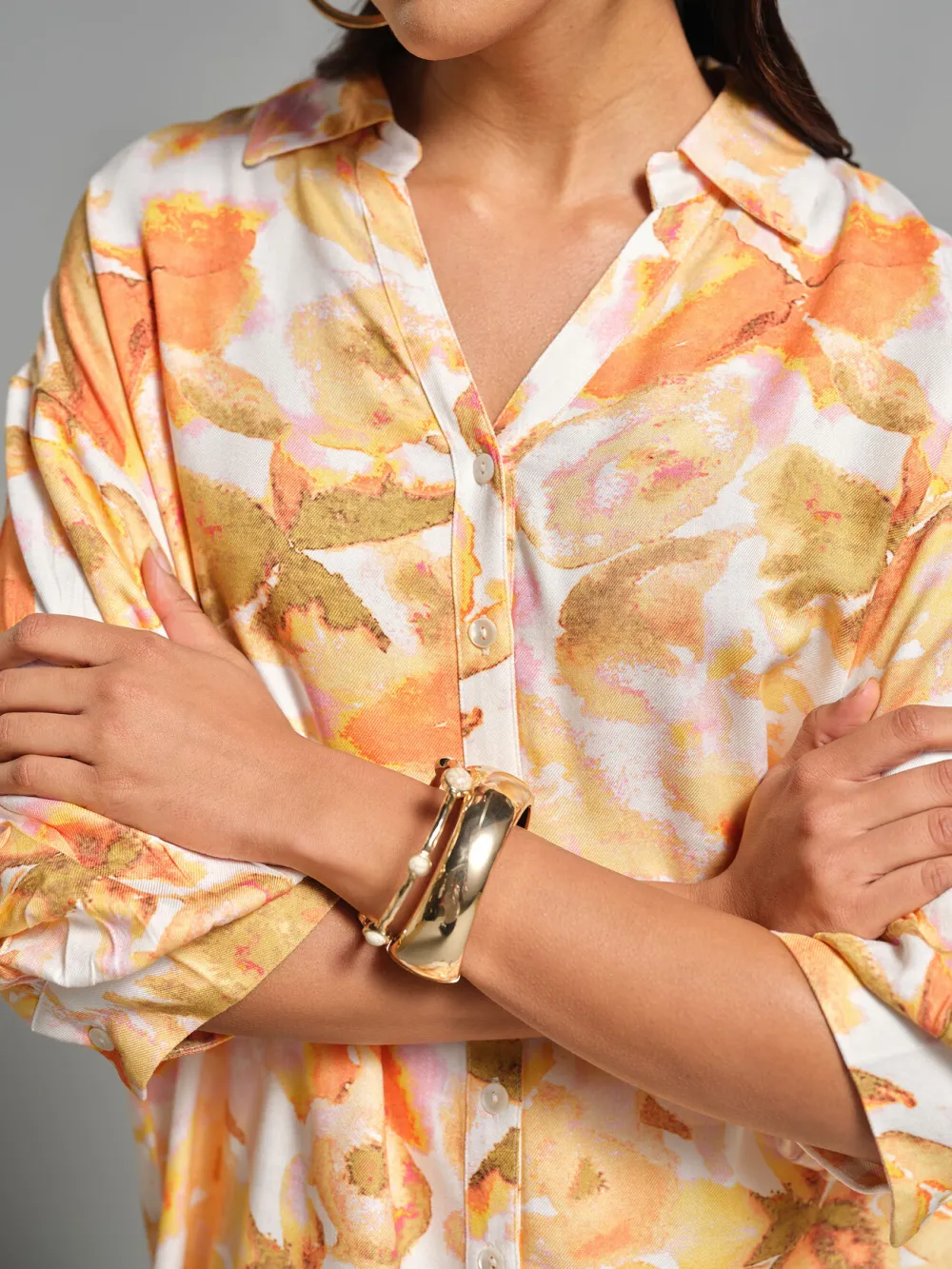 Casual Style Orange Shirt