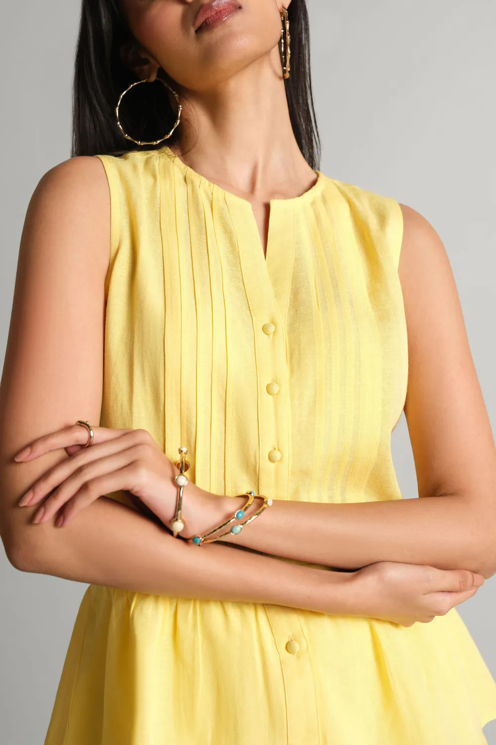 Round Neck Yellow Top