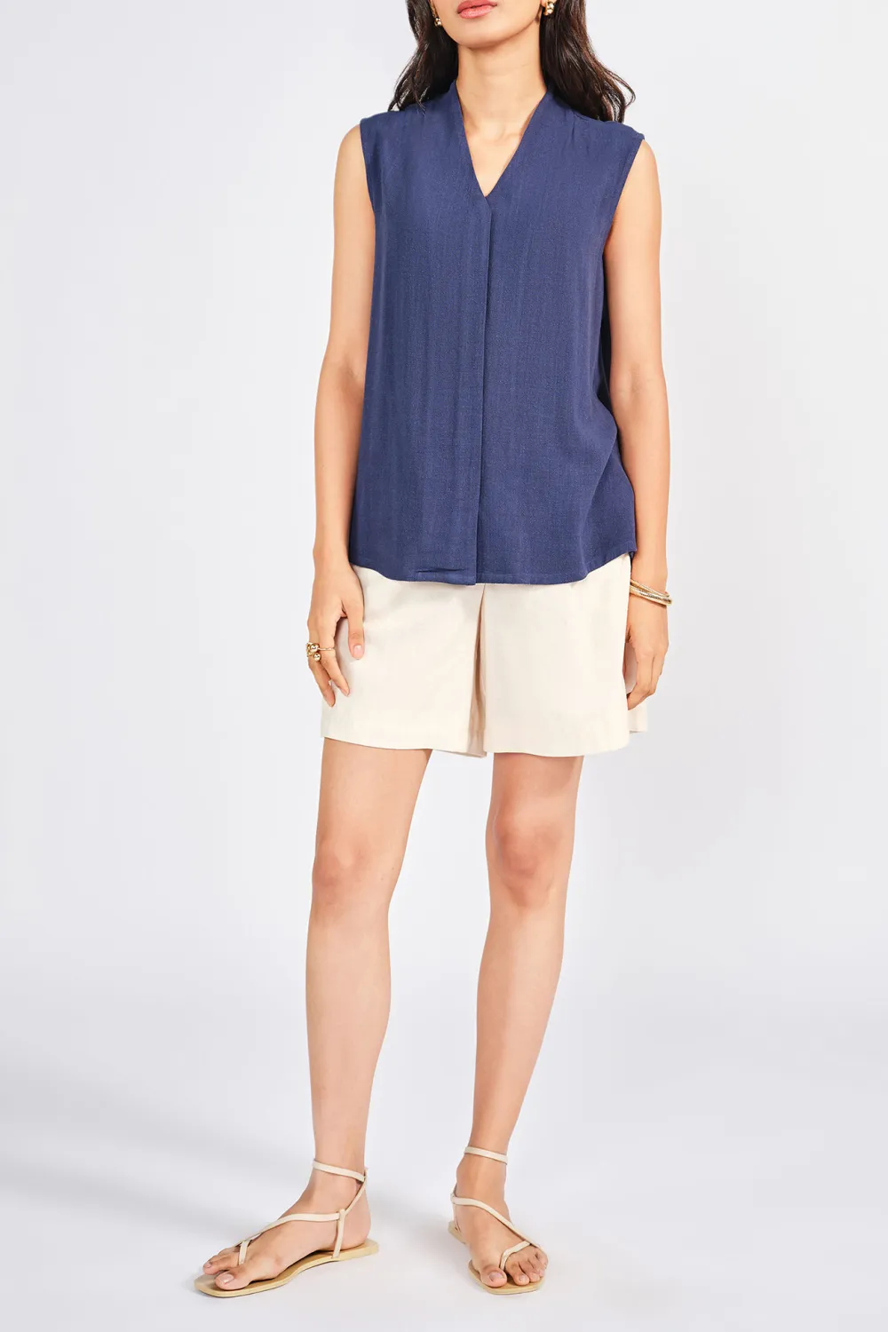 V-Neck Casual Style Plain Top